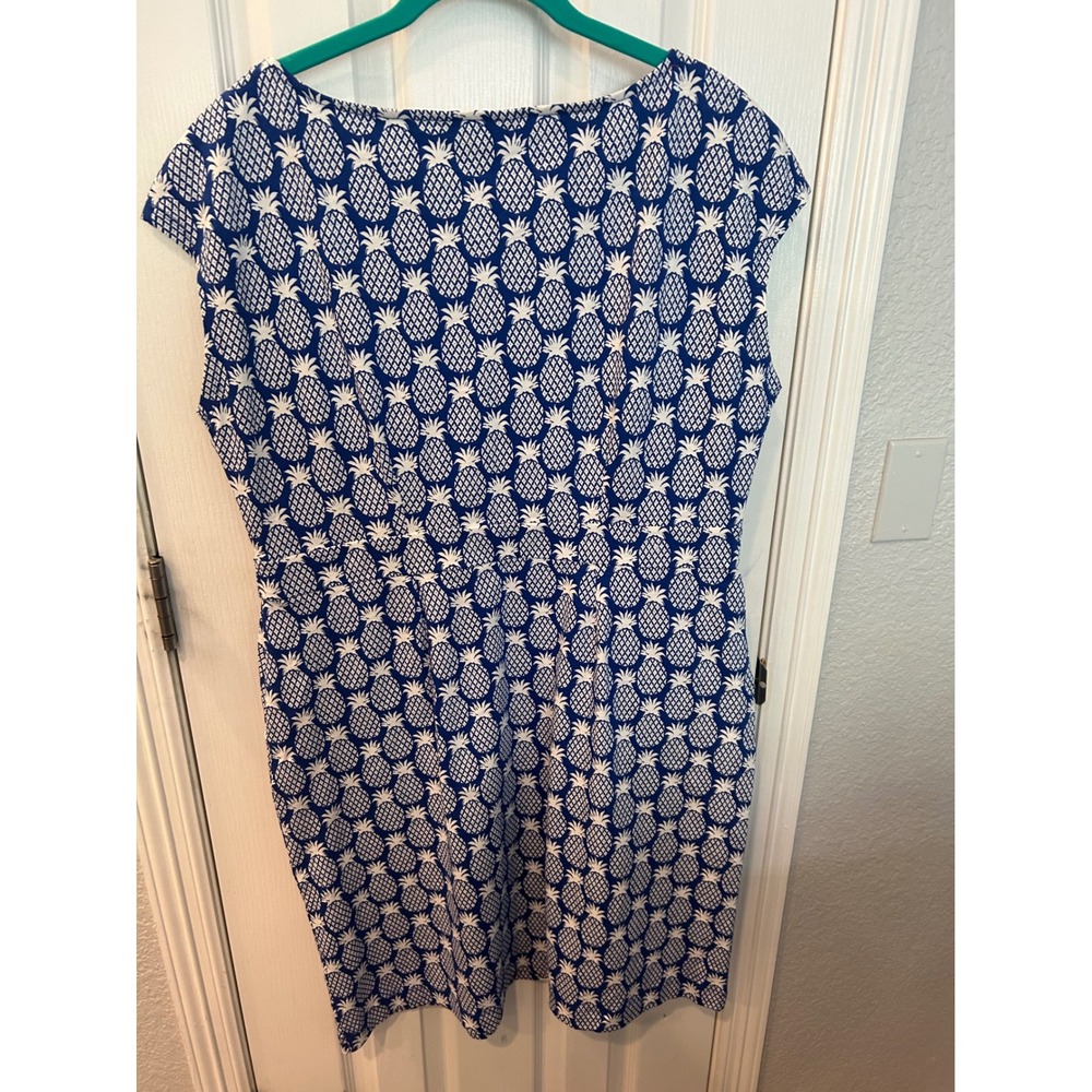 Boden Dress Blue Pineapple Print Cotton Sleeveless Pockets Summer Casual 14R - Picture 7 of 8